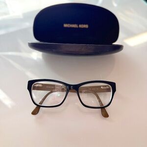 MICHAEL KORS WOMEN'S EYEGLASSES FRAMES, BLACK OUTSIDE/TAN INTERIOR